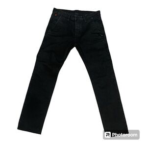 STRELLSON HAMMETT MEN'S BLACK BUTTON FLY STRAIGHT LEG JEANS
